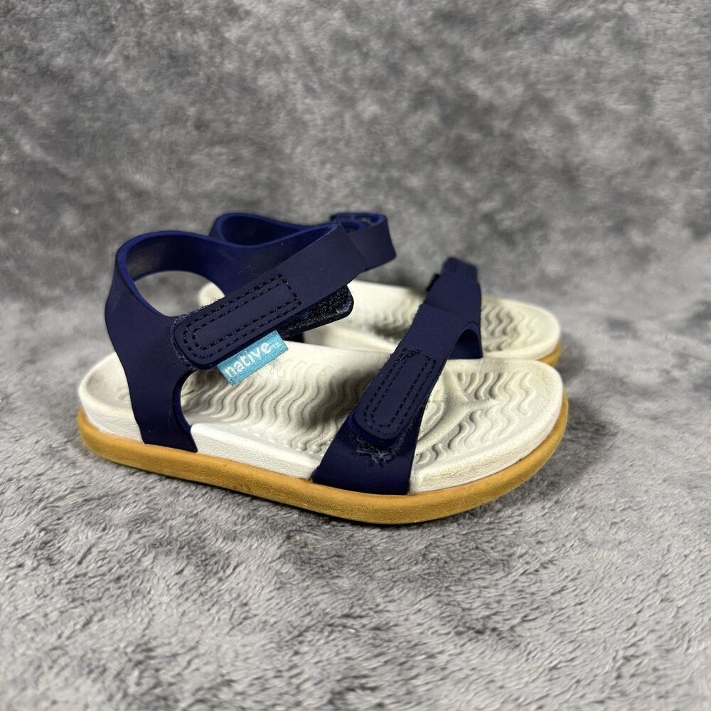 Native Shoes Charley Sandals Regatta Blue White Brown Open Toed Toddler 7C